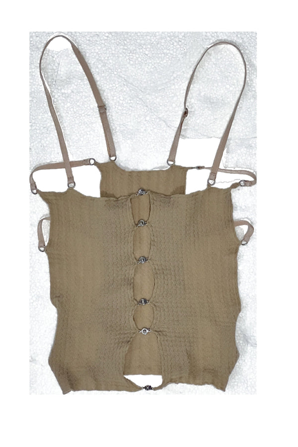 RUIbuilt 25 Spring/Summer Three-piece Button Suspender RUI-RSS25SF01-TUOHE Ficelle Camel Brown